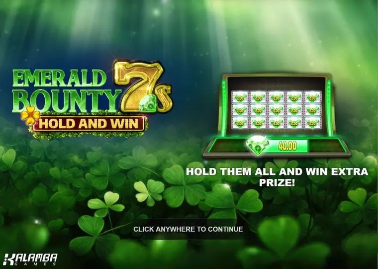  Introduction Screen at  Emerald Bounty 7s Hold and Win 5 Reel Mobile Real Slot created by Kalamba Games