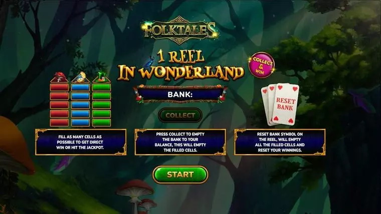  Introduction Screen at 1 Reel In Wonderland 1 Reel Mobile Real Slot created by Spinomenal