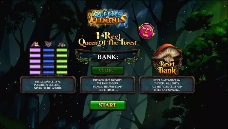  Introduction Screen at 1 Reel Queen Of The Forest 1 Reel Mobile Real Slot created by Spinomenal