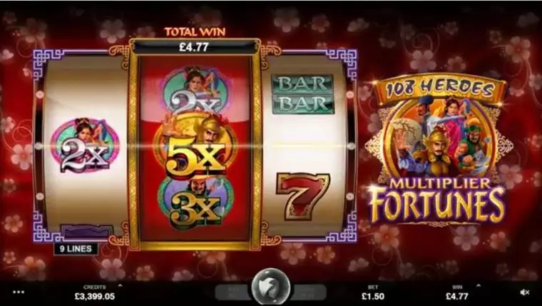  Main Screen Reels at 108 Heroes Multiplier Fortune 3 Reel Mobile Real Slot created by Microgaming