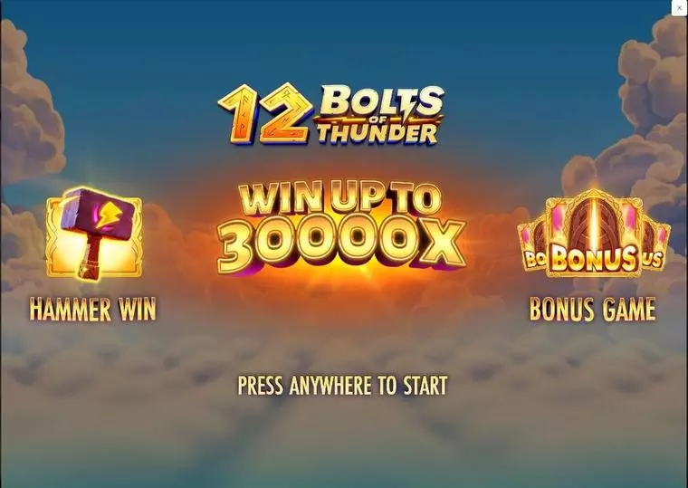  Introduction Screen at 12 Bolts of Thunder 4 Reel Mobile Real Slot created by Thunderkick