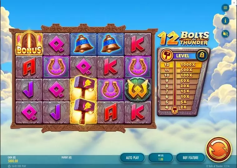  Main Screen Reels at 12 Bolts of Thunder 4 Reel Mobile Real Slot created by Thunderkick