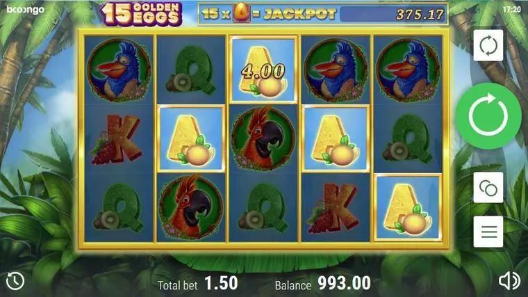  Winning Screenshot at 15 Golden Eggs 5 Reel Mobile Real Slot created by Booongo