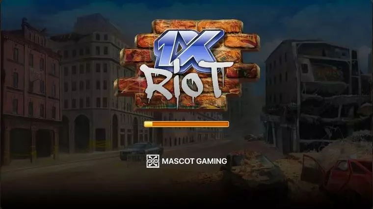  Introduction Screen at 1X Riot 5 Reel Mobile Real Slot created by Mascot Gaming