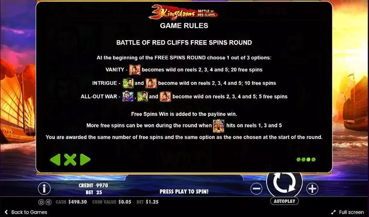  Info and Rules at 3 Kingdoms – Battle of Red Cliffs 5 Reel Mobile Real Slot created by Pragmatic Play