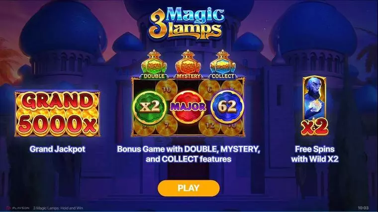  Info and Rules at 3 Magic Lamps 5 Reel Mobile Real Slot created by Playson