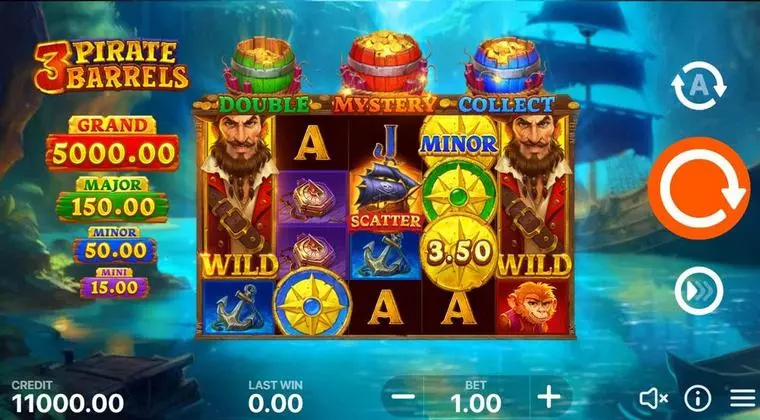  Main Screen Reels at 3 Pirate Barrels - Hold and Win 5 Reel Mobile Real Slot created by Playson