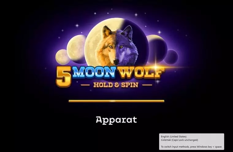  Introduction Screen at 5 Moon Woolf 5 Reel Mobile Real Slot created by Apparat Gaming