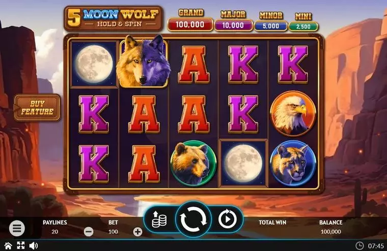  Main Screen Reels at 5 Moon Woolf 5 Reel Mobile Real Slot created by Apparat Gaming
