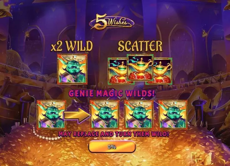  Info and Rules at 5 Wishes 5 Reel Mobile Real Slot created by RTG