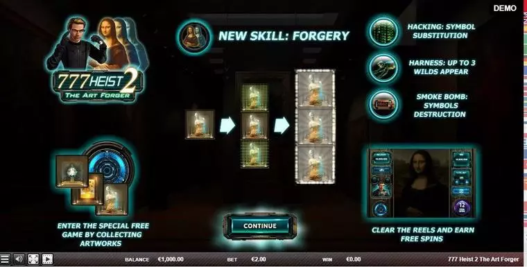  Info and Rules at 777 Heist 2 The Art Forgery 5 Reel Mobile Real Slot created by Red Rake Gaming
