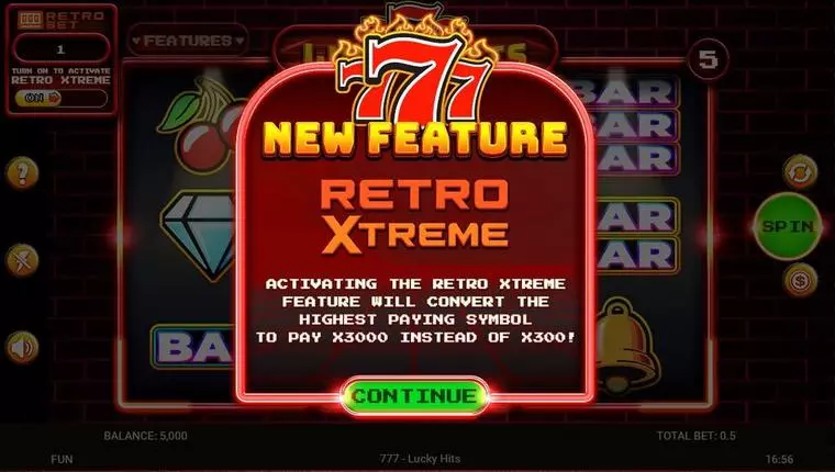  Introduction Screen at 777 Lucky Hits 3 Reel Mobile Real Slot created by Spinomenal