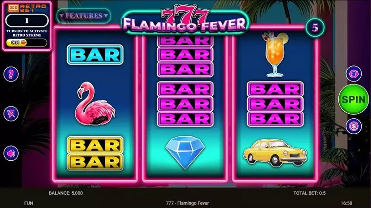  Main Screen Reels at 777 – Flamingo Fever 3 Reel Mobile Real Slot created by Spinomenal