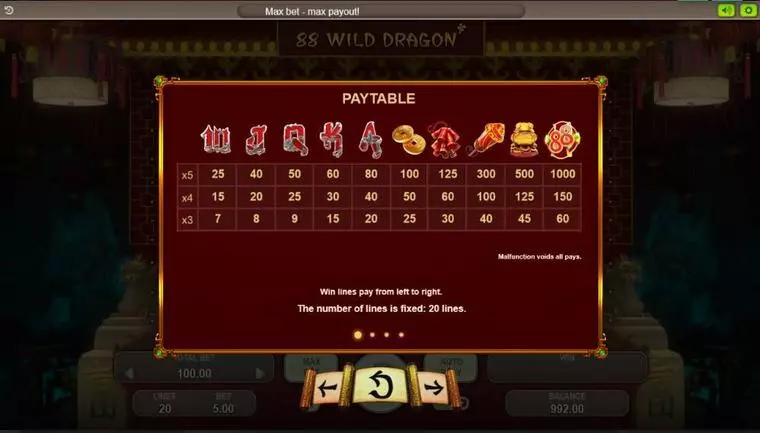  Info and Rules at 88 Wild Dragons 5 Reel Mobile Real Slot created by Booongo