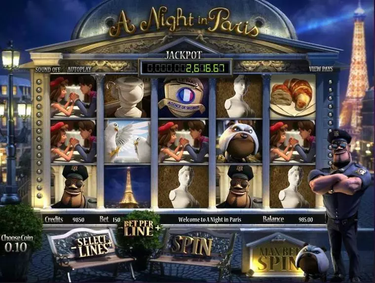  Introduction Screen at A night in Paris 5 Reel Mobile Real Slot created by BetSoft