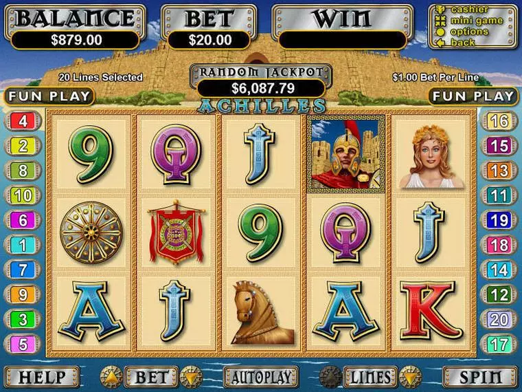  Main Screen Reels at Achilles 5 Reel Mobile Real Slot created by RTG