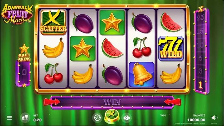 Main Screen Reels at Admiral X Fruit Machine 5 Reel Mobile Real Slot created by Mascot Gaming