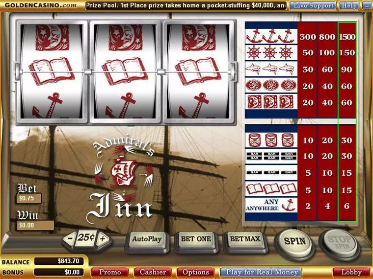  Main Screen Reels at Admiral's Inn 3 Reel Mobile Real Slot created by WGS Technology