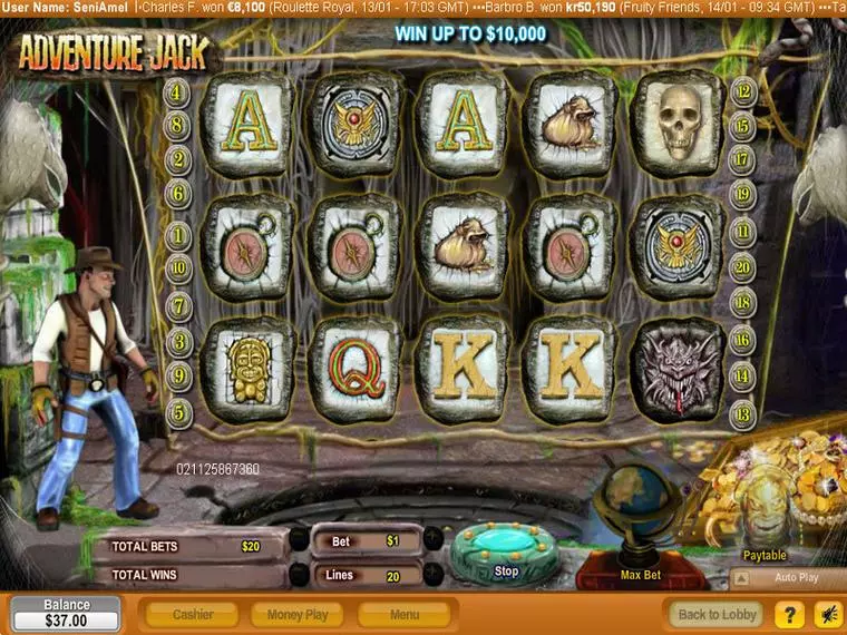  Main Screen Reels at Adventure Jack 5 Reel Mobile Real Slot created by NeoGames