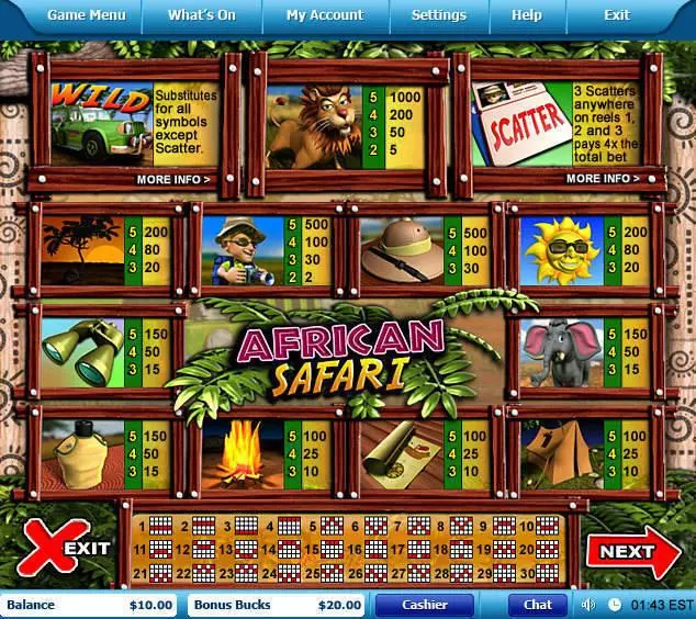  Info and Rules at African Safari 5 Reel Mobile Real Slot created by Leap Frog