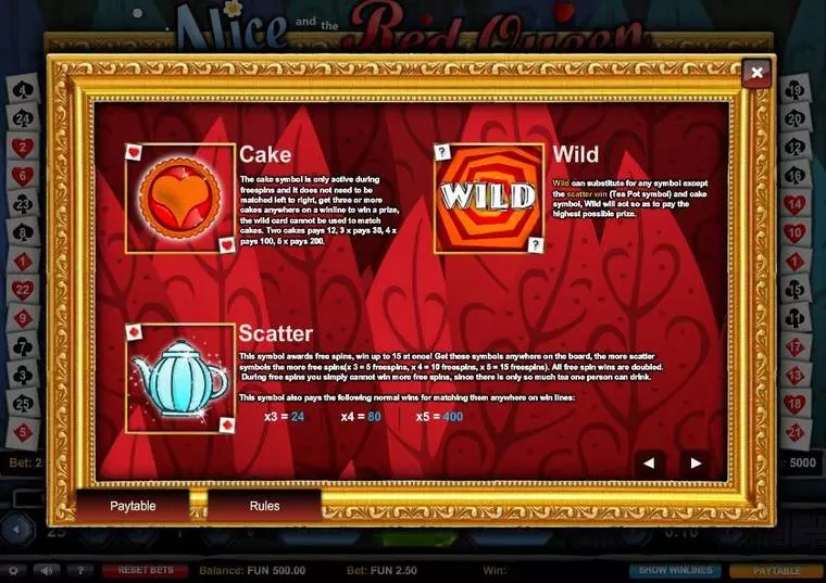  Bonus 1 at Alice and the Red Queen 5 Reel Mobile Real Slot created by 1x2 Gaming