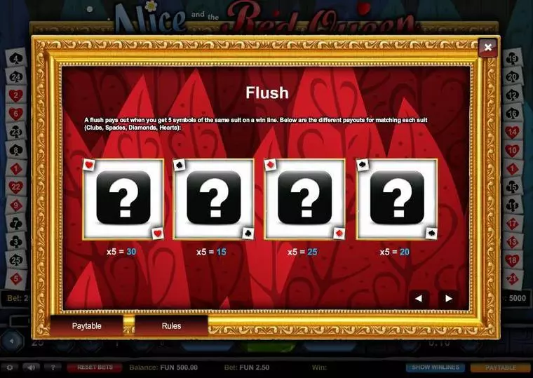  Bonus 1 at Alice and the Red Queen 5 Reel Mobile Real Slot created by 1x2 Gaming