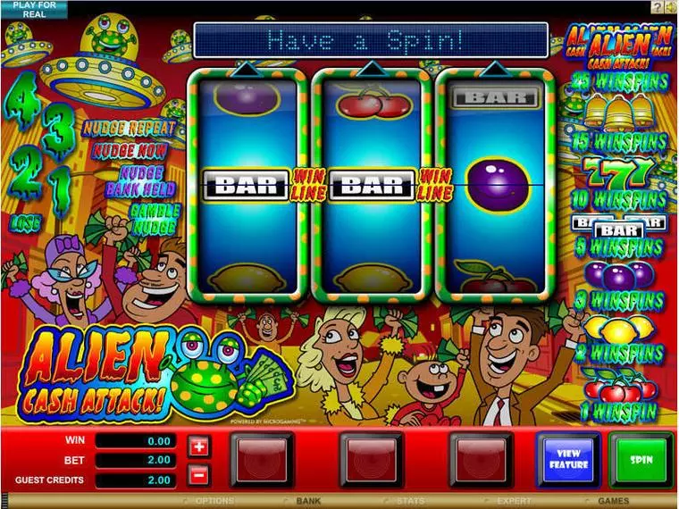  Main Screen Reels at Alien Cash Attack 3 Reel Mobile Real Slot created by Microgaming