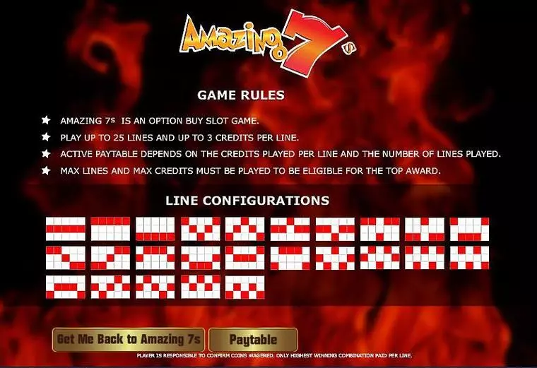  Info and Rules at Amazing 7s 5 Reel Mobile Real Slot created by WGS Technology
