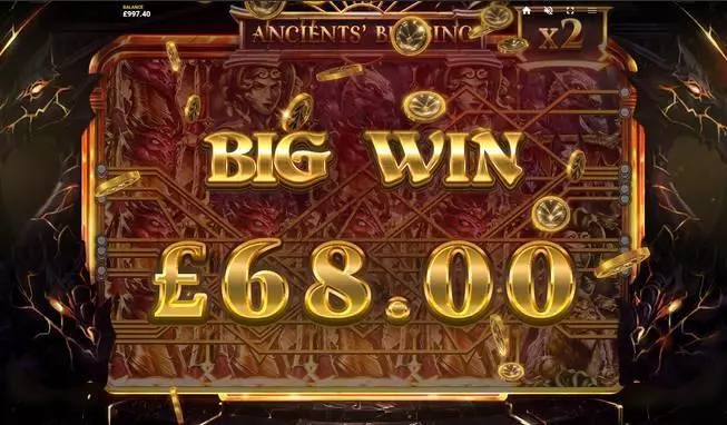  Winning Screenshot at Ancients' Blessing 5 Reel Mobile Real Slot created by Red Tiger Gaming