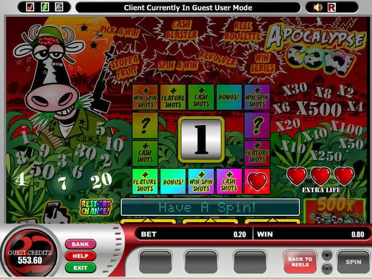  Bonus 1 at Apocalypse Cow 3 Reel Mobile Real Slot created by Microgaming