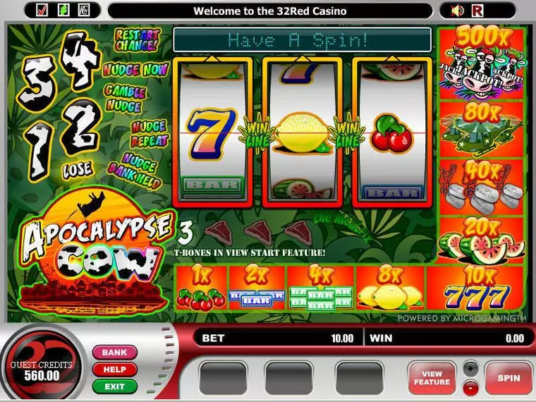  Main Screen Reels at Apocalypse Cow 3 Reel Mobile Real Slot created by Microgaming