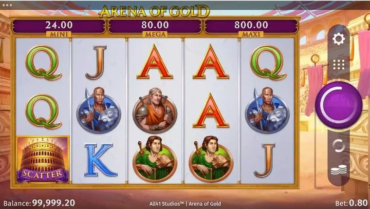  Main Screen Reels at Arena of Gold 5 Reel Mobile Real Slot created by Microgaming
