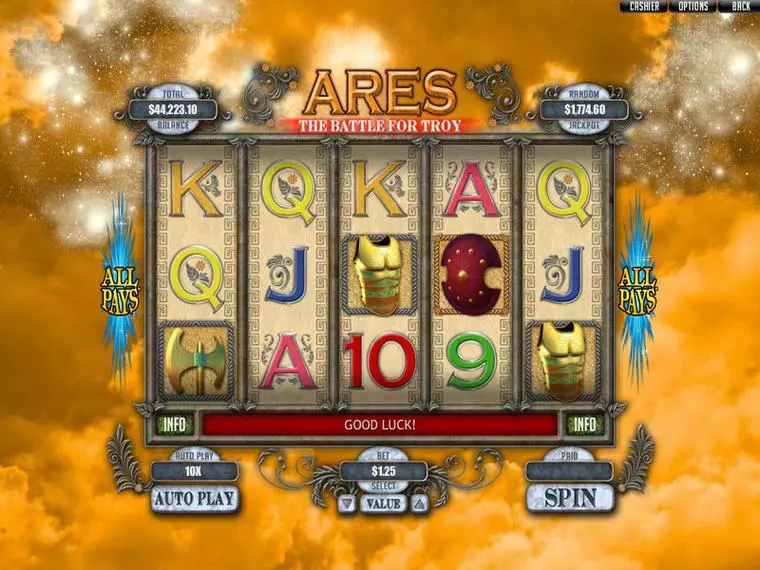  Main Screen Reels at Ares: The Battle for Troy 5 Reel Mobile Real Slot created by RTG