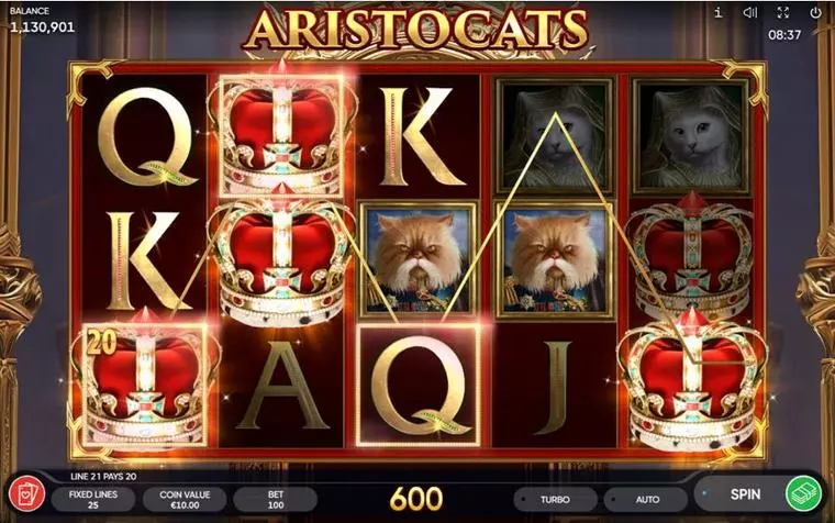  Main Screen Reels at Aristocats 5 Reel Mobile Real Slot created by Endorphina