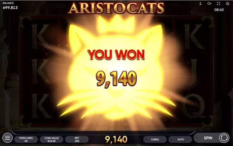  Winning Screenshot at Aristocats 5 Reel Mobile Real Slot created by Endorphina