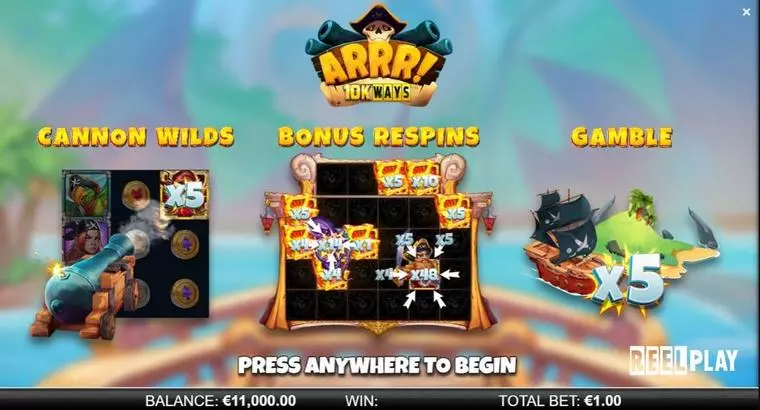  Info and Rules at ARRR! 10K Ways 6 Reel Mobile Real Slot created by ReelPlay