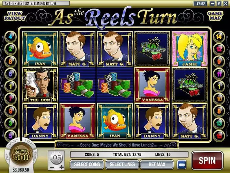  Main Screen Reels at As the Reels Turn 3 5 Reel Mobile Real Slot created by Rival