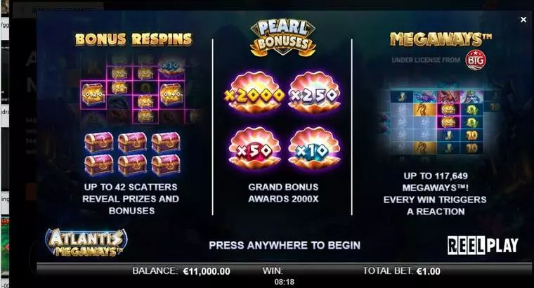  Info and Rules at Atlantis Megaways 6 Reel Mobile Real Slot created by ReelPlay
