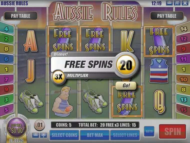  Bonus 1 at Aussie Rules 5 Reel Mobile Real Slot created by Rival