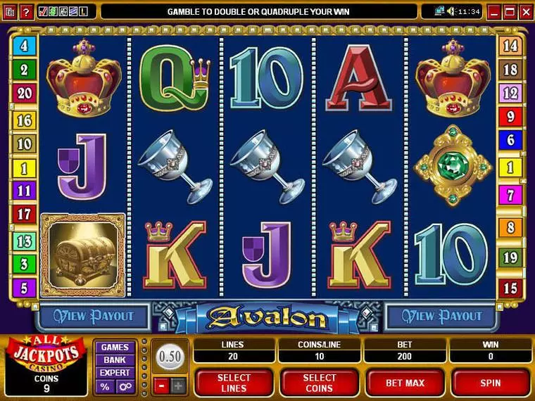  Main Screen Reels at Avalon 5 Reel Mobile Real Slot created by Microgaming