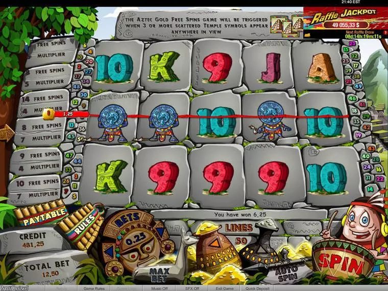  Main Screen Reels at Aztec Gold Raffle 5 Reel Mobile Real Slot created by bwin.party