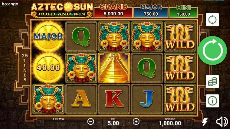  Main Screen Reels at Aztec Sun 5 Reel Mobile Real Slot created by Booongo
