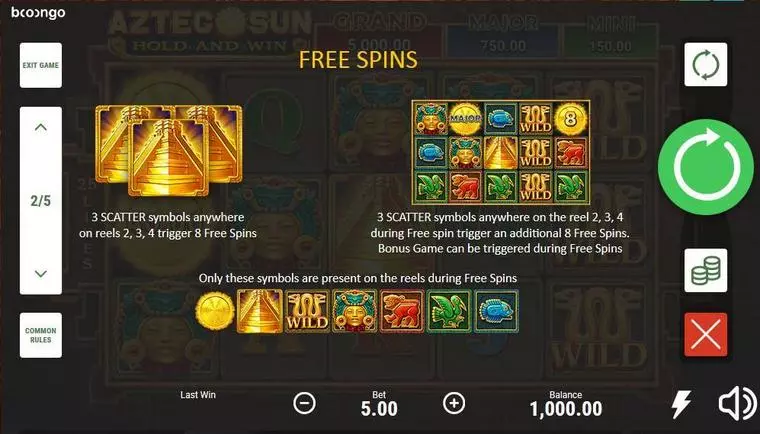  Bonus 1 at Aztec Sun 5 Reel Mobile Real Slot created by Booongo