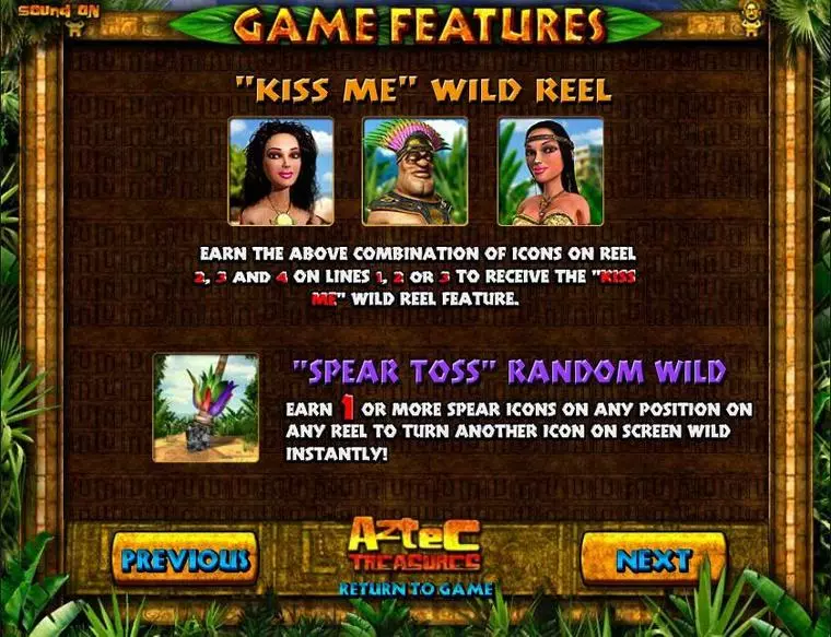  Info and Rules at Aztec Treasures 5 Reel Mobile Real Slot created by BetSoft