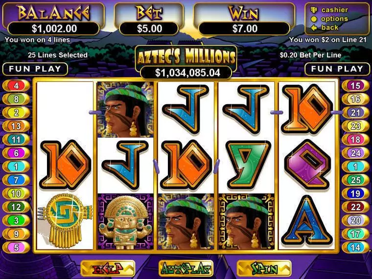  Main Screen Reels at Aztec's Millions 5 Reel Mobile Real Slot created by RTG
