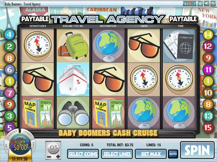  Main Screen Reels at Baby Boomers Cash Cruise 5 Reel Mobile Real Slot created by Rival