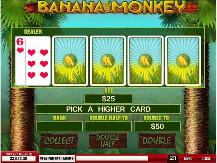  Gamble Screen at Banana Monkey 5 Reel Mobile Real Slot created by PlayTech