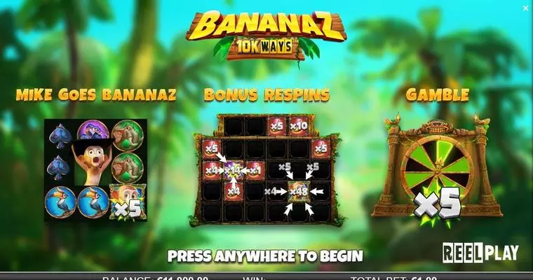  Info and Rules at Bananaz 10K Ways 6 Reel Mobile Real Slot created by ReelPlay