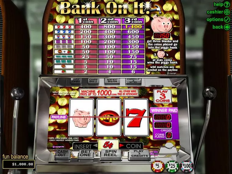  Main Screen Reels at Bank on It 3 Reel Mobile Real Slot created by RTG