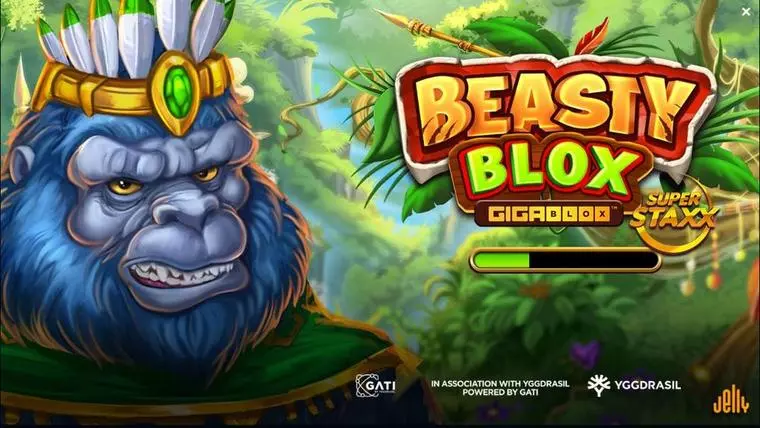  Introduction Screen at Beasty Blox GigaBlox 6 Reel Mobile Real Slot created by Jelly Entertainment